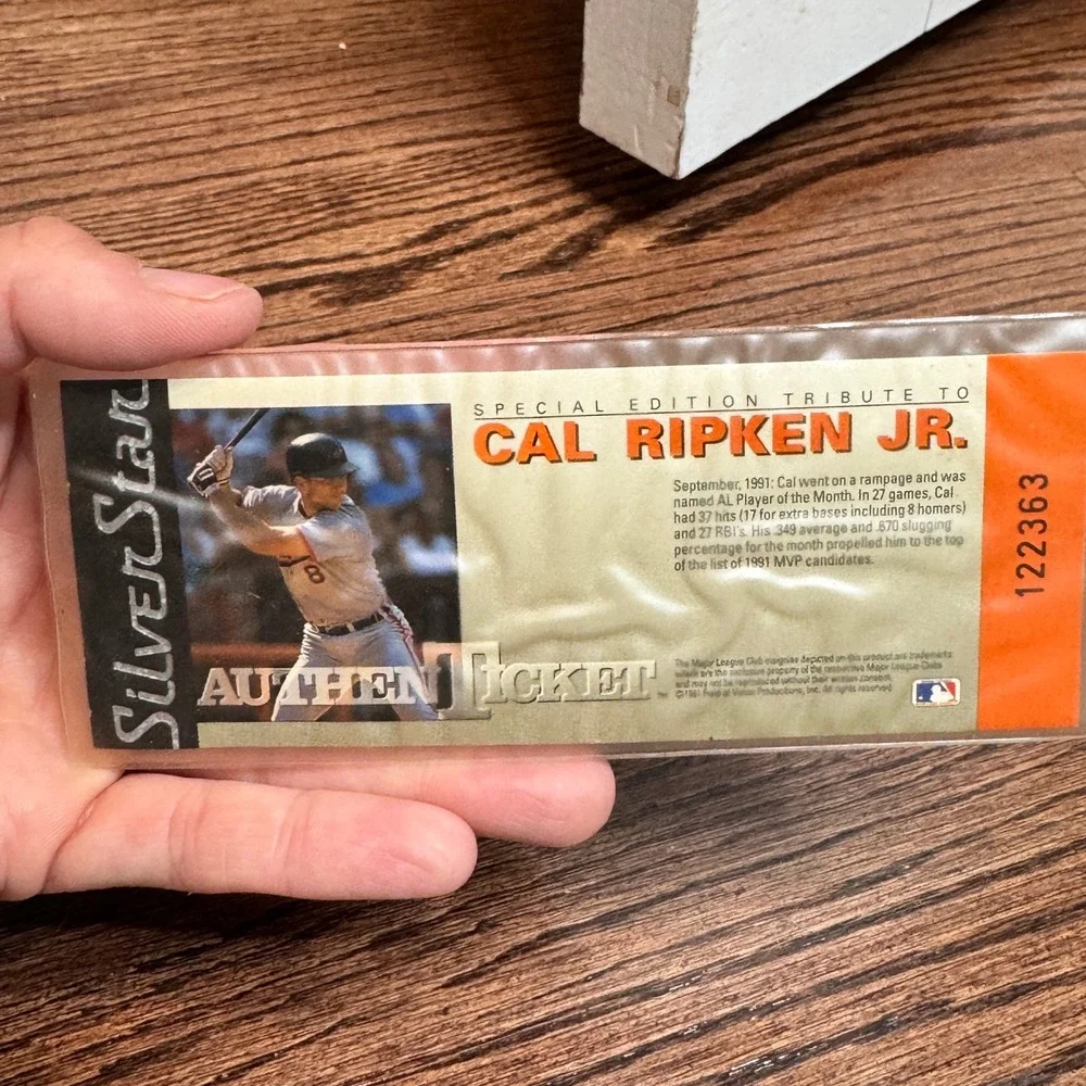 Cal Ripken Jr Silver Star Authentic Ticket 1991 Special‎ Edition Tribute